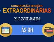 Câmara convoca sessões extraordinárias para os dias 21 e 22