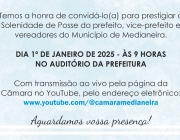 Convite: Solenidade de Posse do prefeito, vice-prefeito e vereadores eleitos para 2025/2028